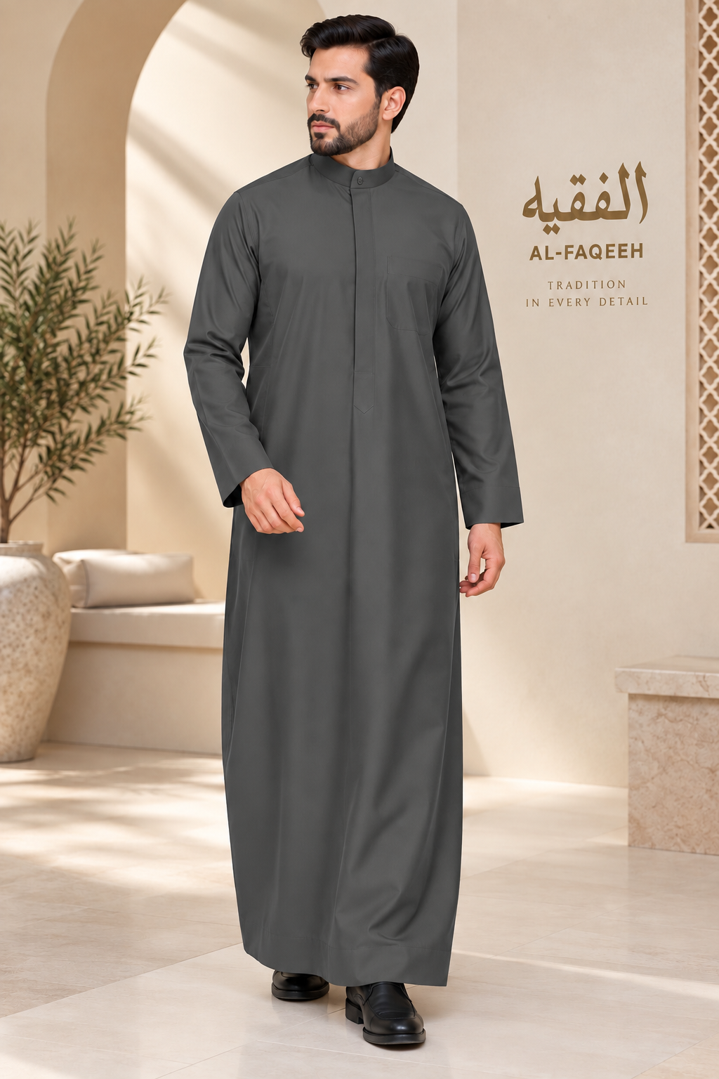 AL FAQEEH SAUDI STYLE GRAPHITE PREMIUM THOBE