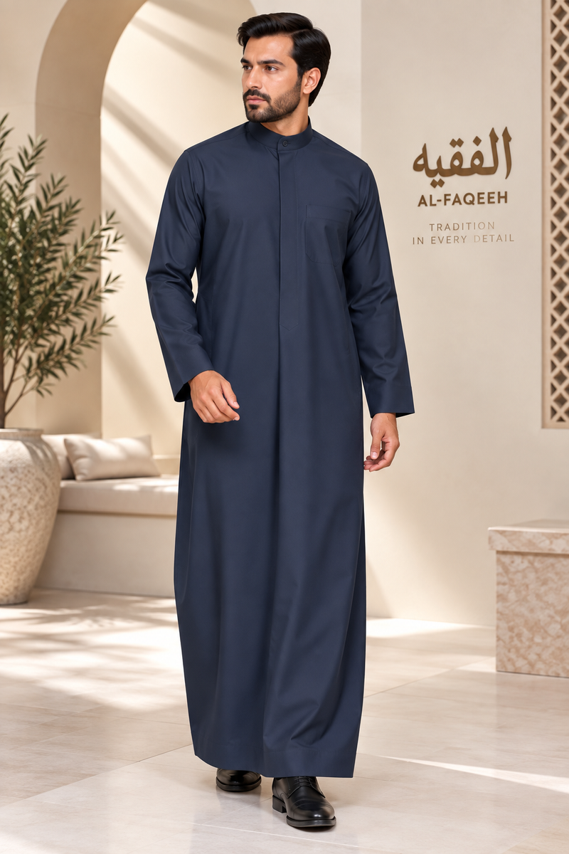 AL FAQEEH SAUDI STYLE NAVY BLUE PREMIUM THOBE