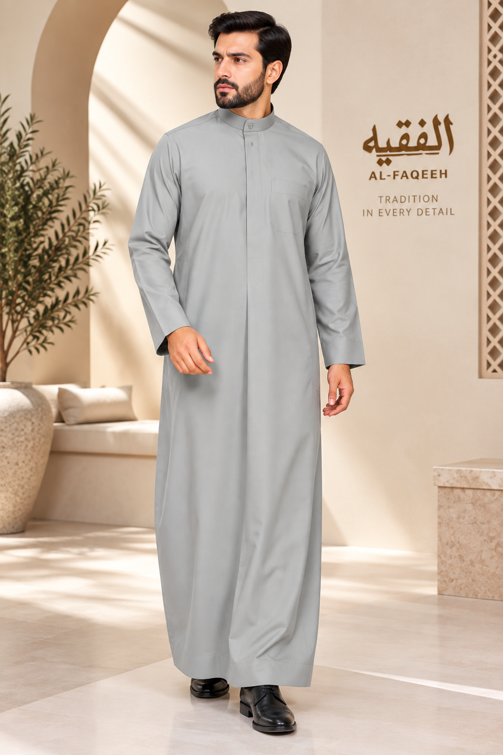AL FAQEEH SAUDI STYLE MIST GREY PREMIUM THOBE